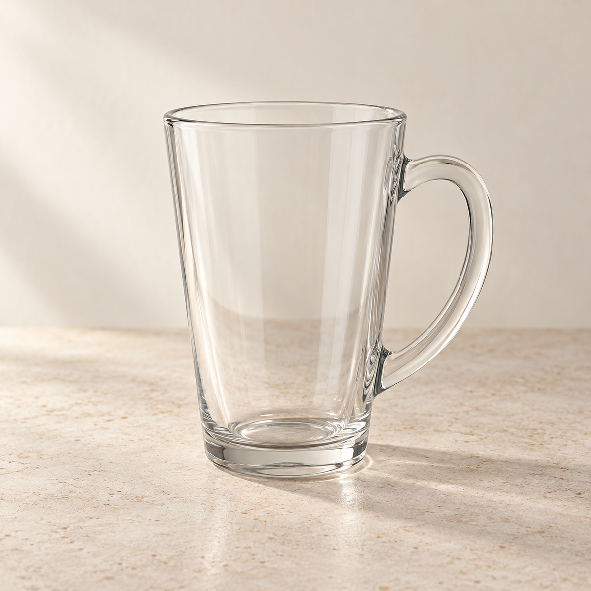 Clear Glass Latte Mug — concept image, draft product