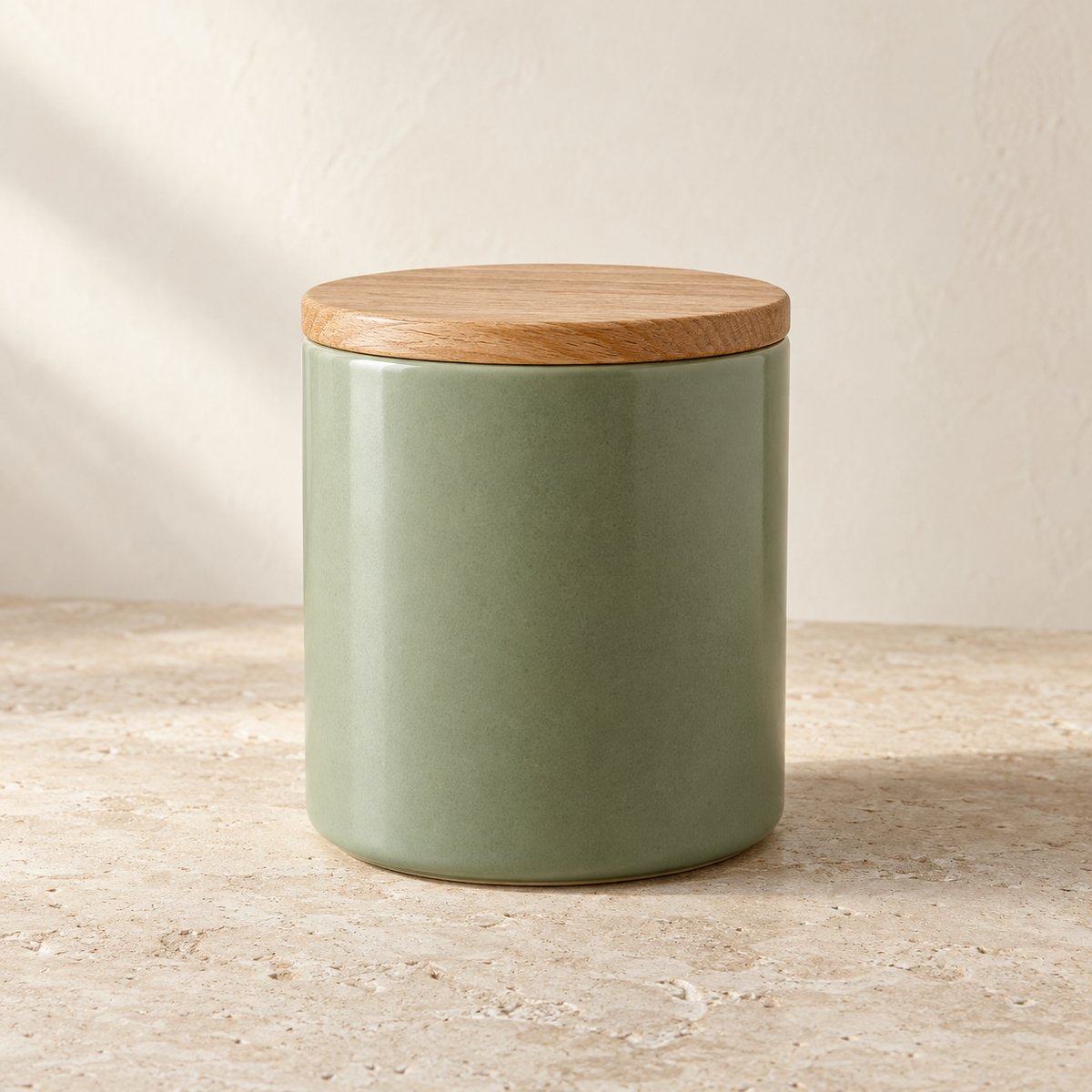 Ceramic Coffee Canister with Wooden Lid — concept image, draft product