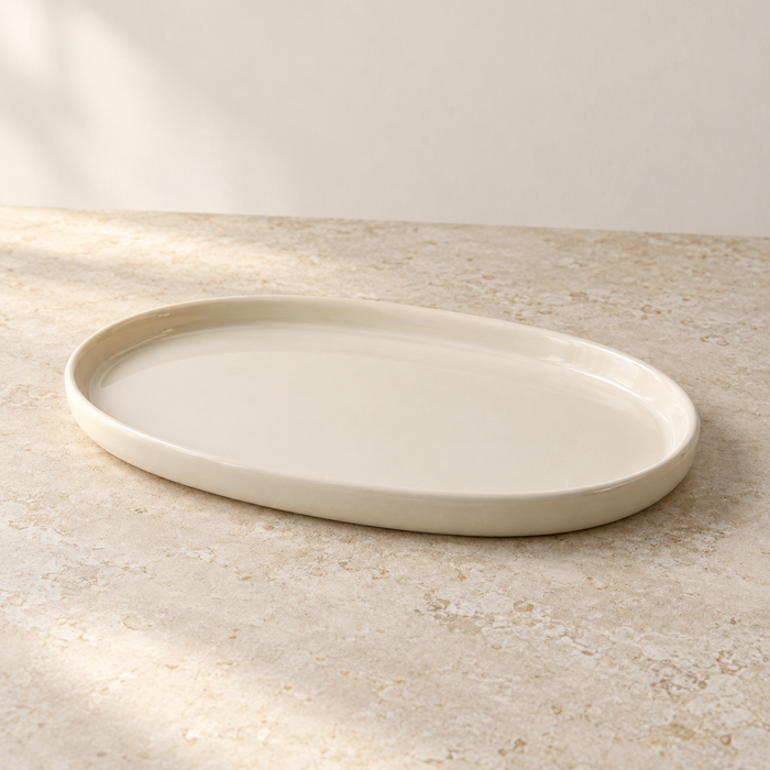 Oval Ceramic Café Serving Tray — concept image, draft product