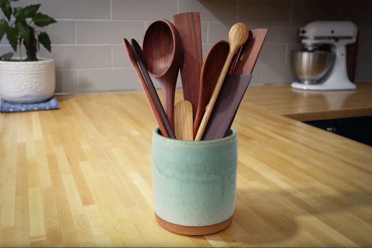 Glazed Ceramic Utensil Crock — Four Colour Choices — product view 5