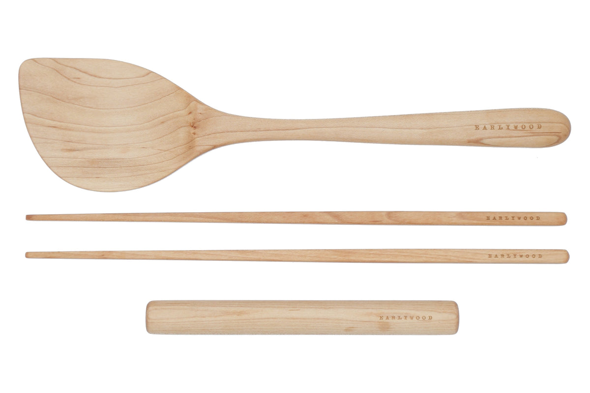 Wooden Wok, Chopstick & Dumpling Rolling Set — product view 7
