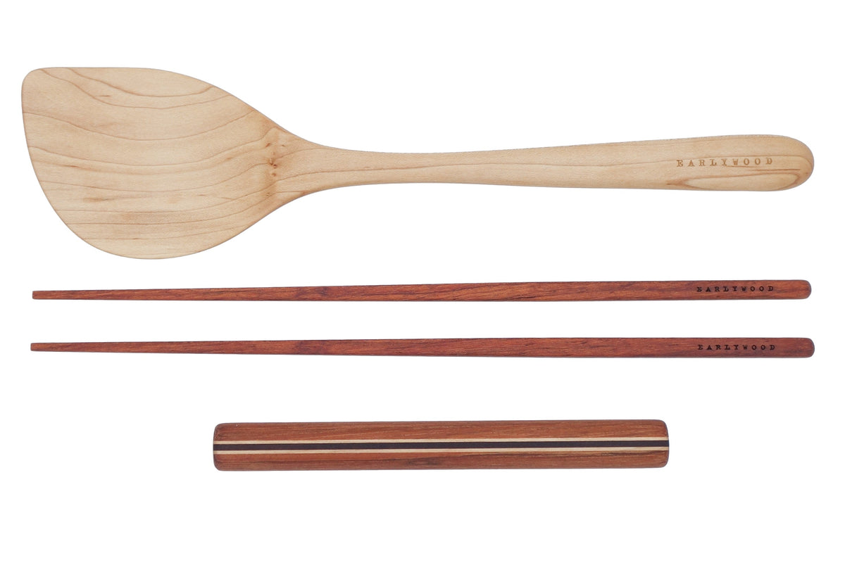 Wooden Wok, Chopstick & Dumpling Rolling Set — product view 8