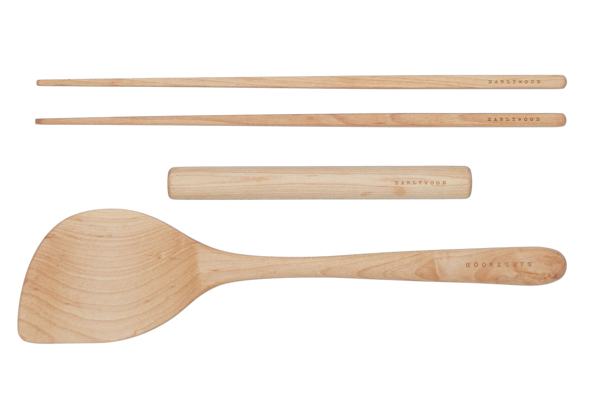 Wooden Wok, Chopstick & Dumpling Rolling Set — product view 9