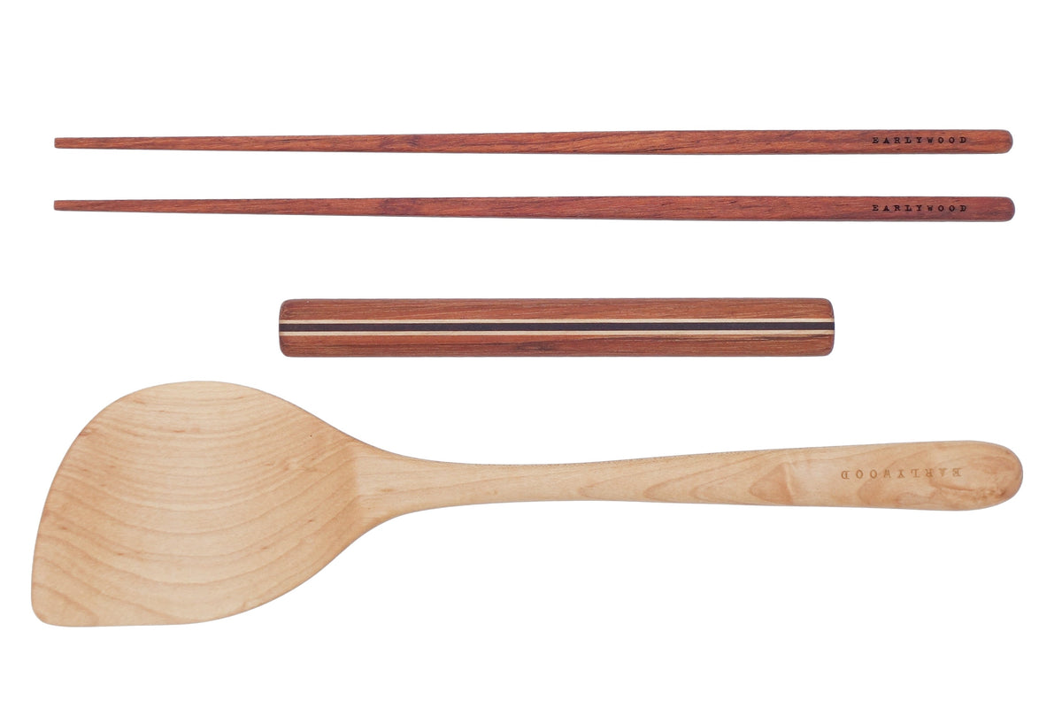 Wooden Wok, Chopstick & Dumpling Rolling Set — product view 10