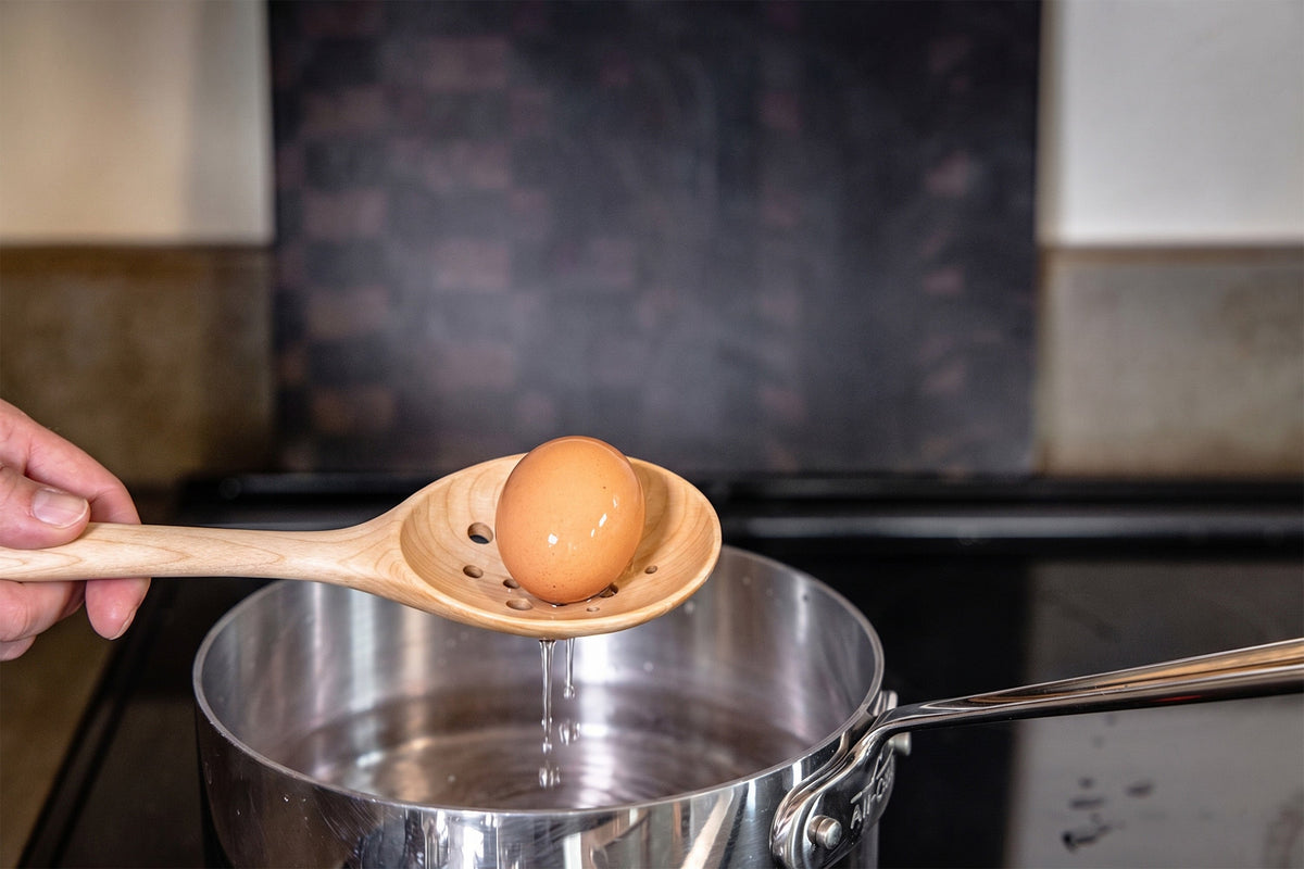 Maple Draining Spoon with Pierced Bowl — product view 4
