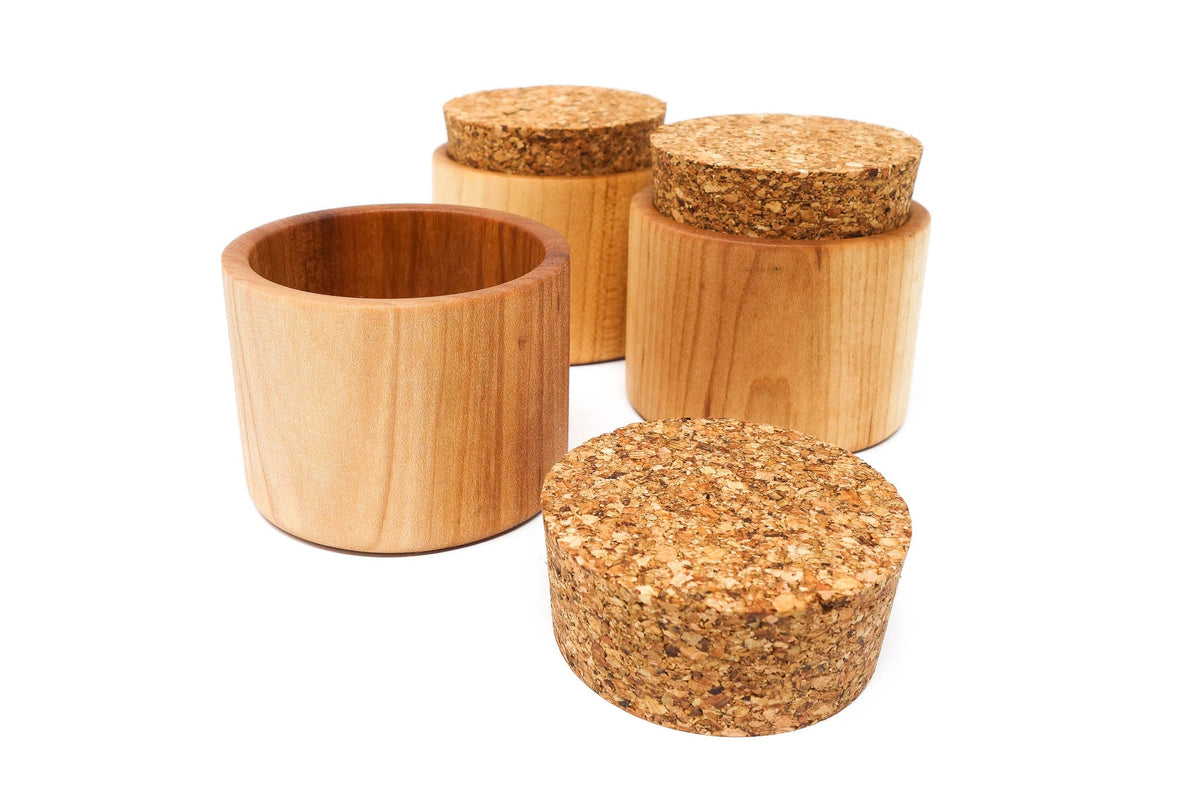 Maple Salt Pot with Cork Lid — product view 3
