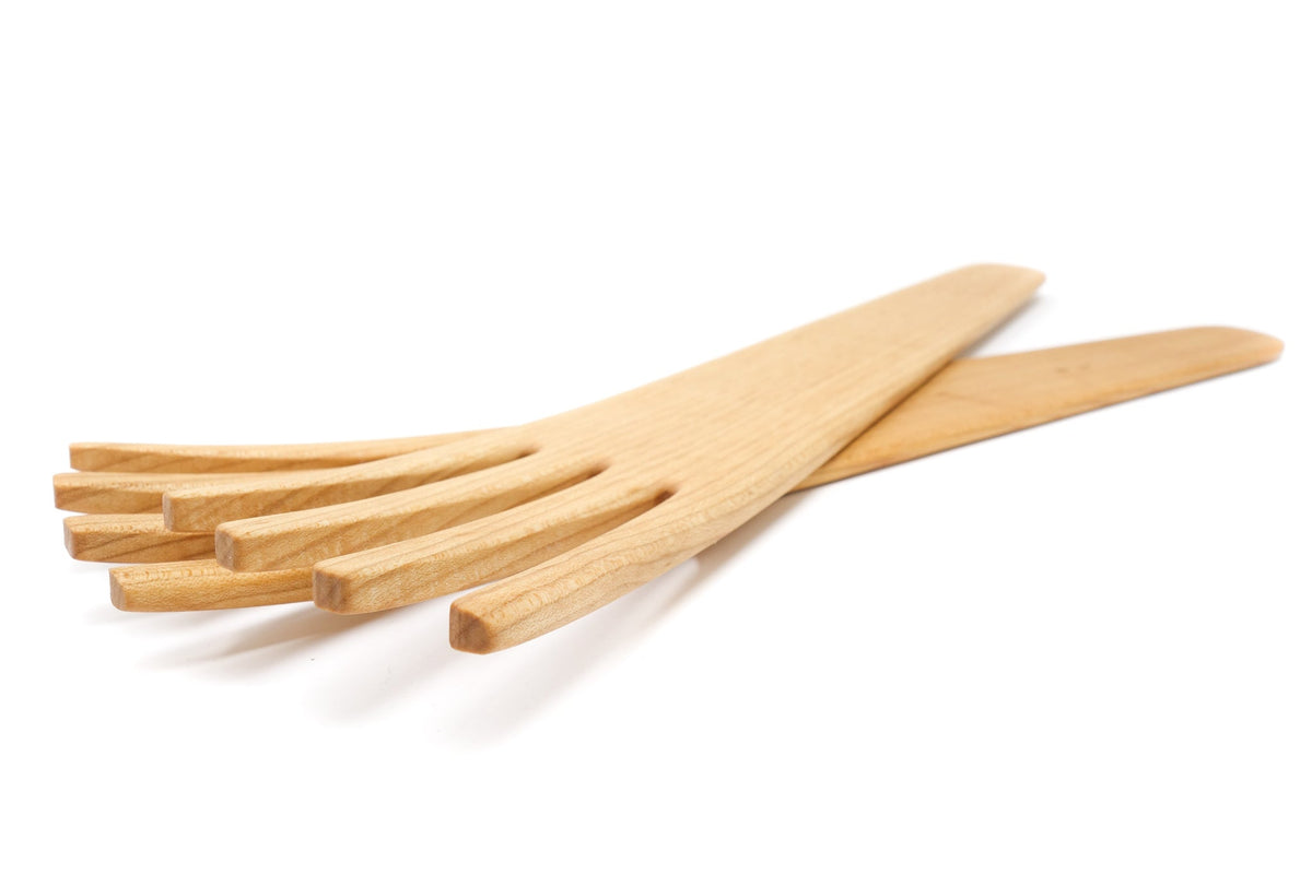 Long Maple Salad Serving Forks — Pair — product view 4