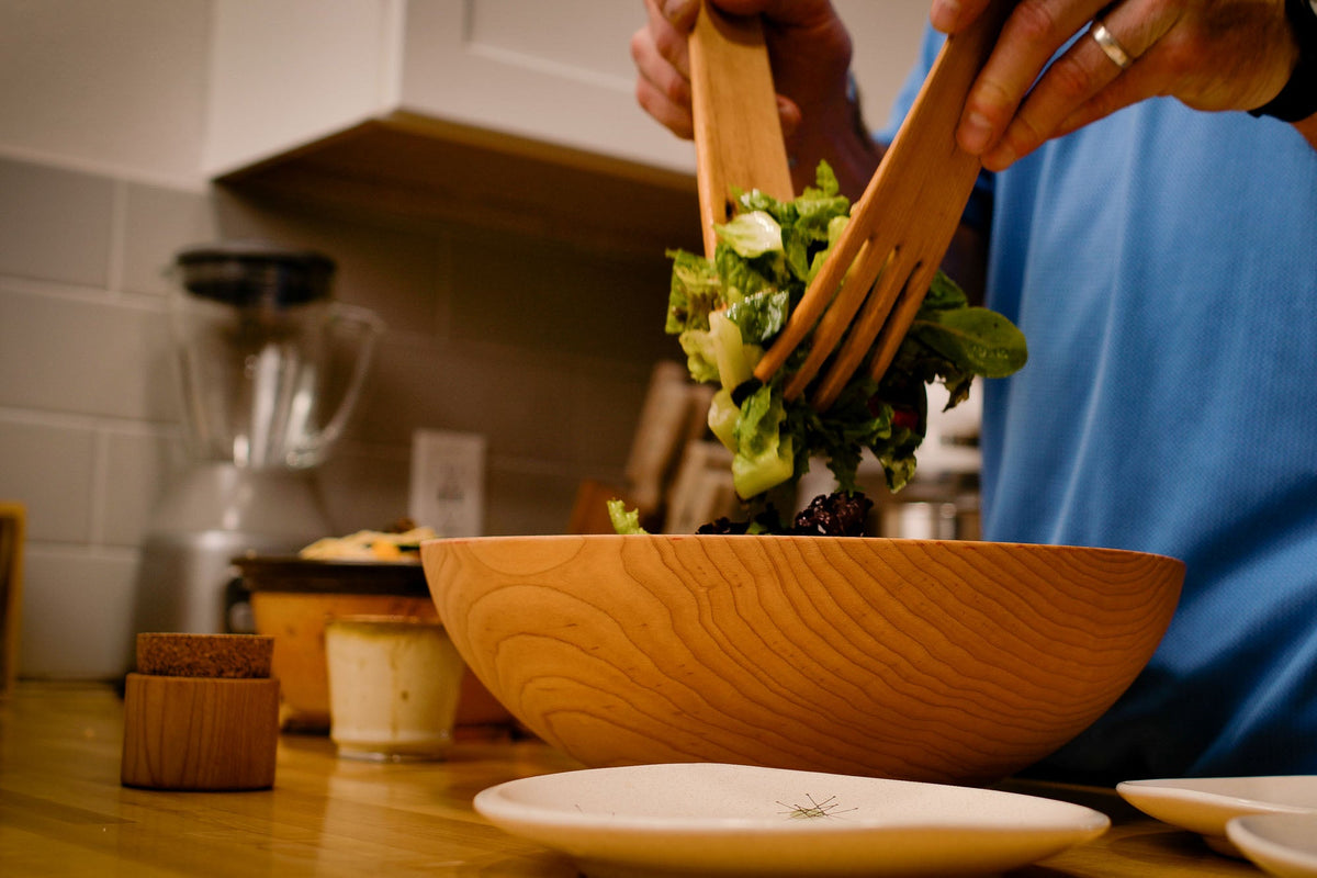 Long Maple Salad Serving Forks — Pair — product view 10