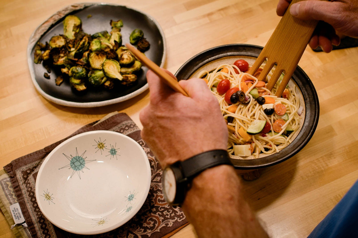 Long Maple Salad Serving Forks — Pair — product view 11