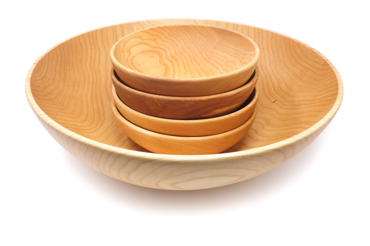 Large Maple Salad Bowl & Small Bowls Set — product view 2