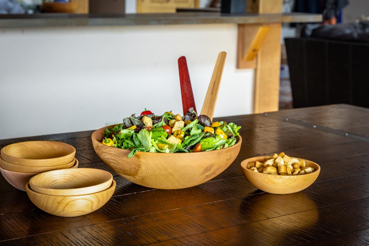 Large Maple Salad Bowl & Small Bowls Set — product view 5