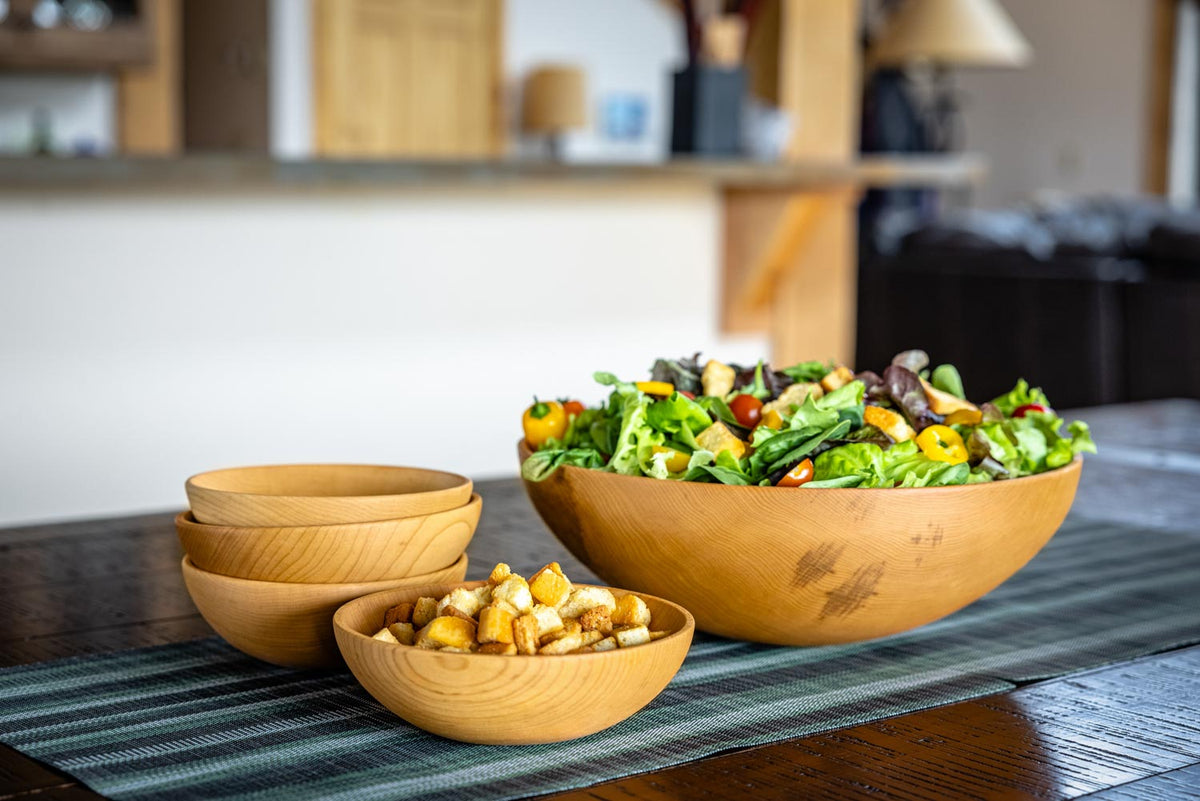 Large Maple Salad Bowl & Small Bowls Set — product view 6