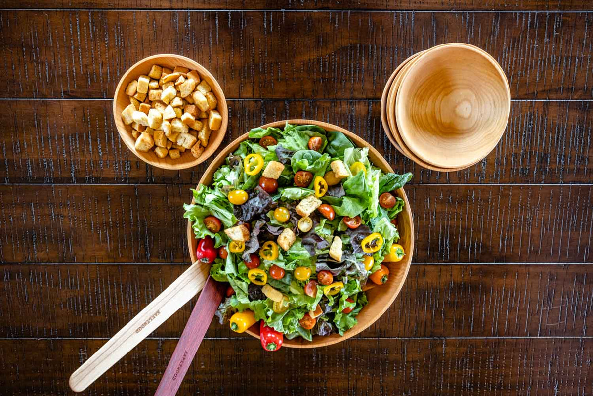 Large Maple Salad Bowl & Small Bowls Set — product view 7