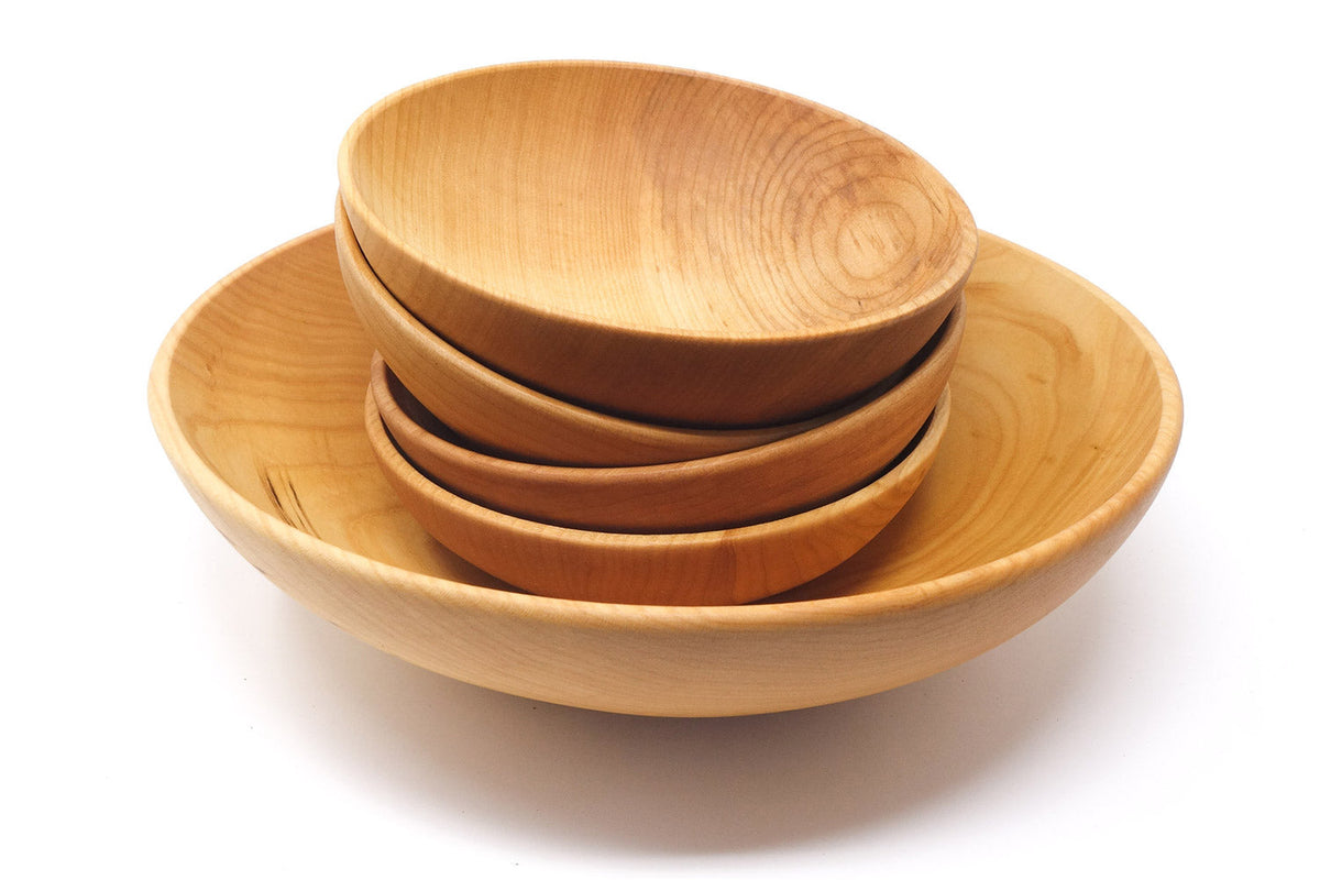 Medium Maple Serving Bowl & Small Bowls Set — product view 2