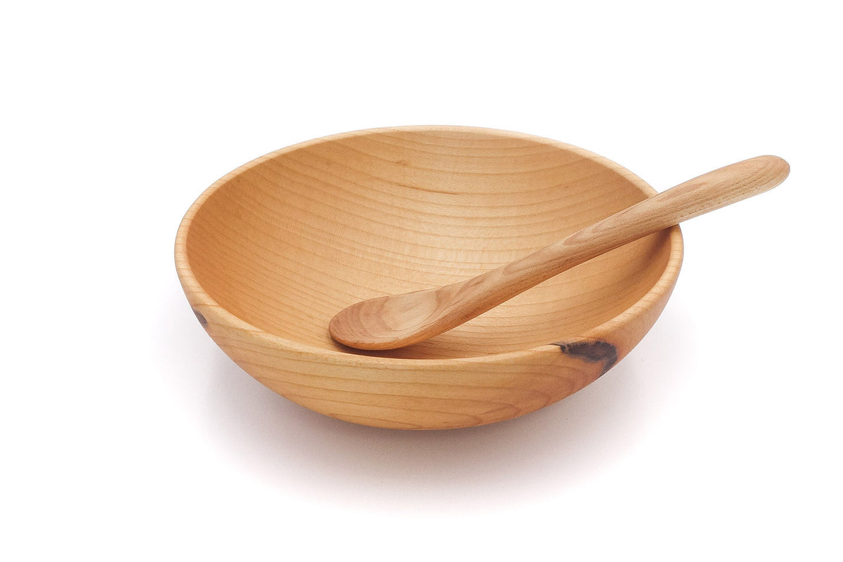 Small Maple Bowl & Rounded-Handle Spoon Set — product view 3