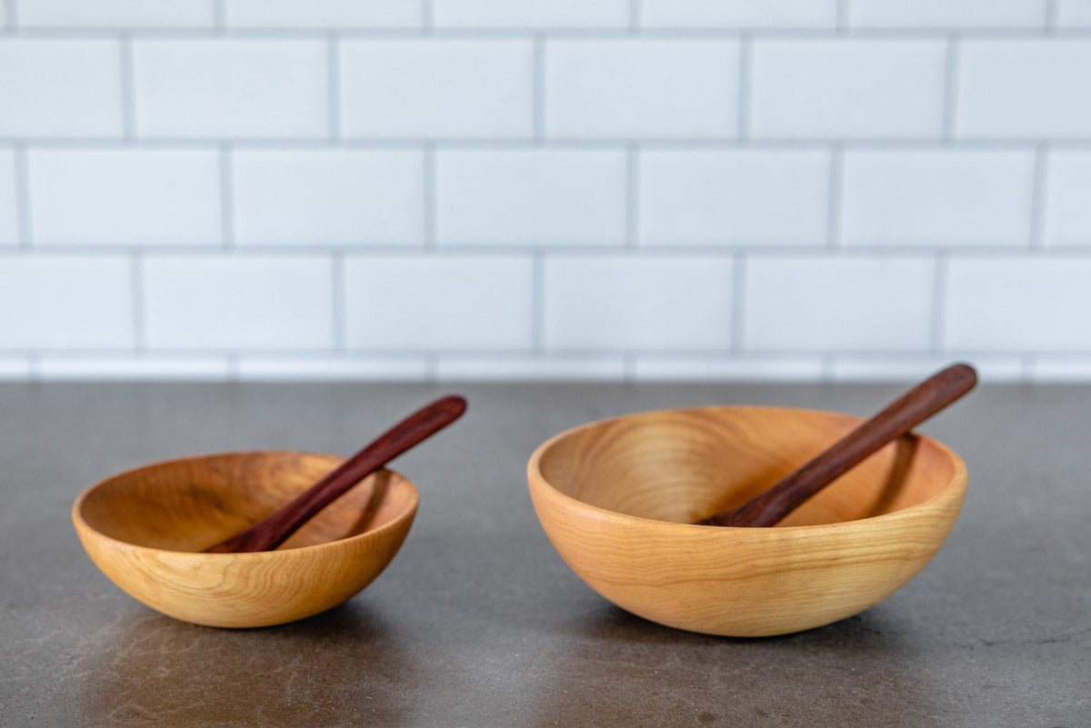 Small Maple Bowl & Rounded-Handle Spoon Set — product view 8