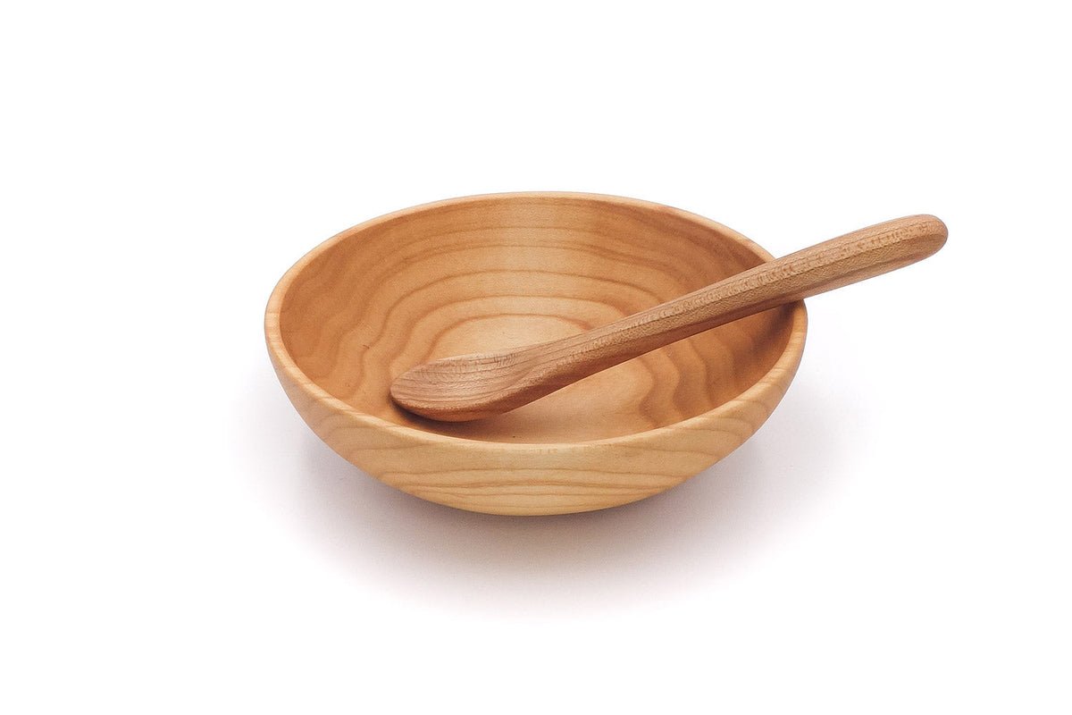 Compact Maple Bowl & Narrow Feeding Spoon — product view 3