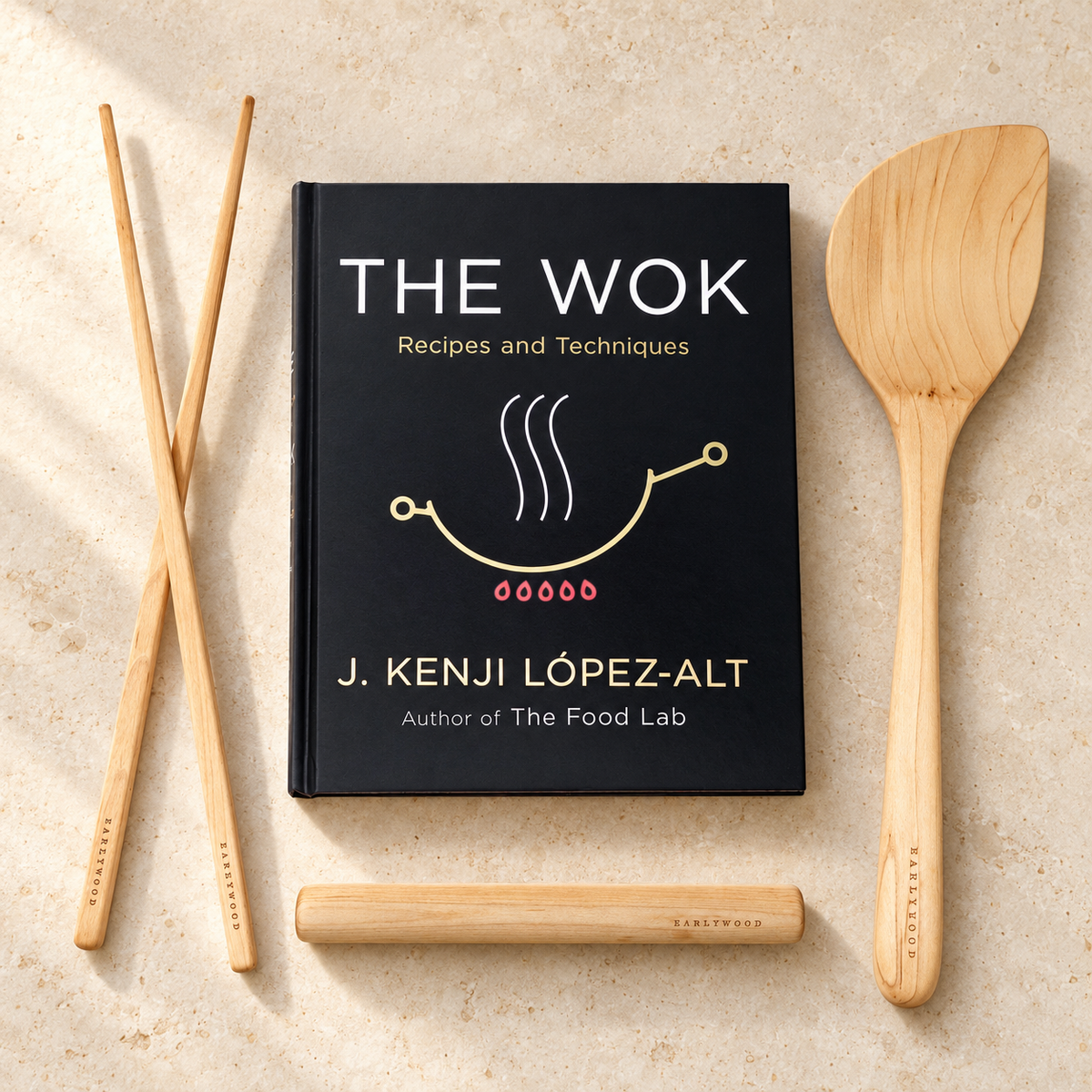 Wooden Wok, Chopstick & Dumpling Rolling Set