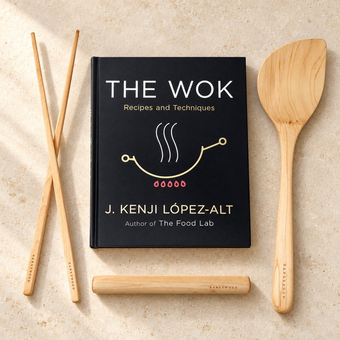 Wooden Wok, Chopstick & Dumpling Rolling Set