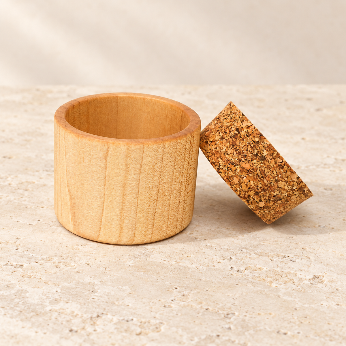 Maple Salt Pot with Cork Lid