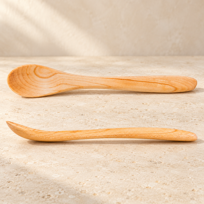 Rounded-Grip Wooden Toddler Spoon — 18 cm