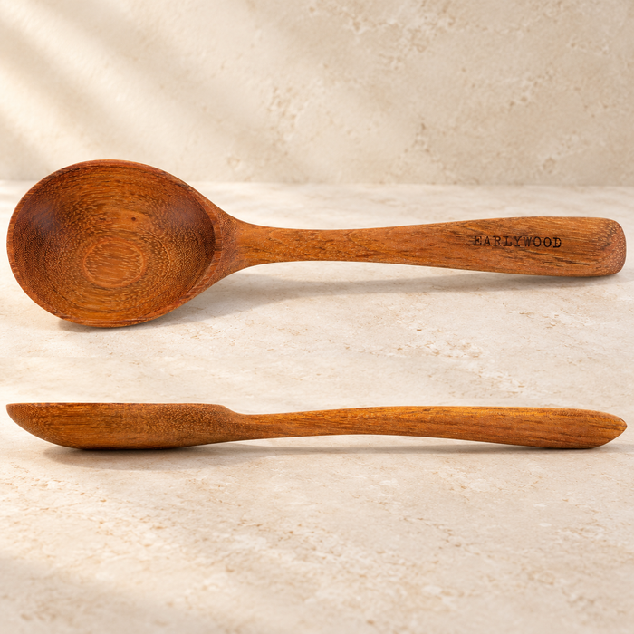 Broad-Bowl Wooden Serving Spoon