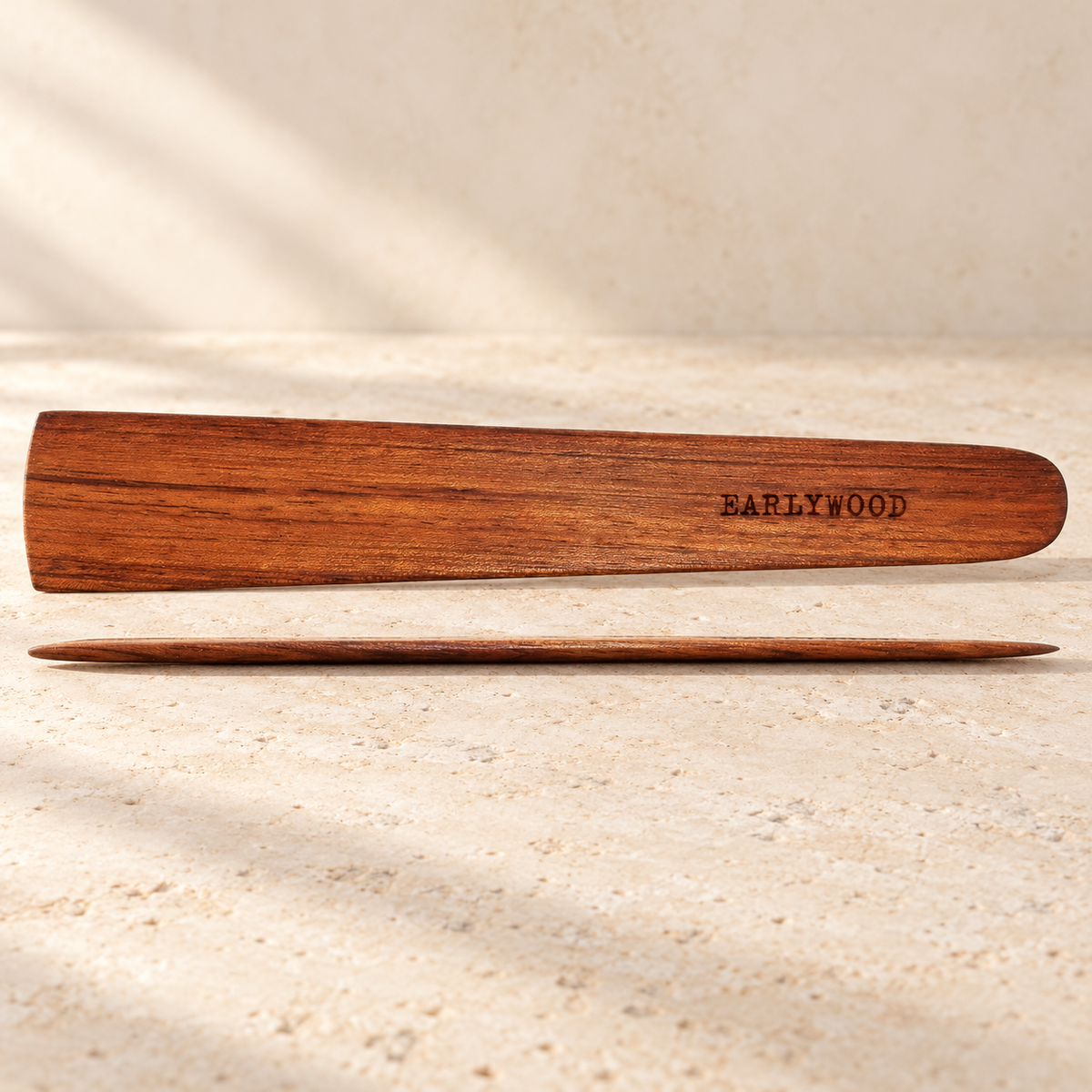 Compact Flat Wooden Spatula — 24 cm