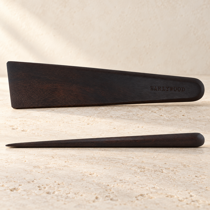 Angled Wooden Skillet Scraper — 25 cm